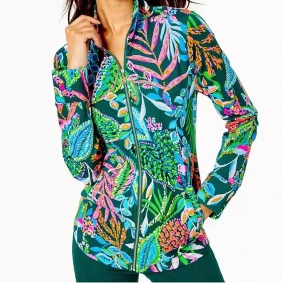 Lilly Pulitzer UPF 50+ Leona Sunshine Jungle Zip-Up Jacket Size XS 47762 - Picture 1 of 16
